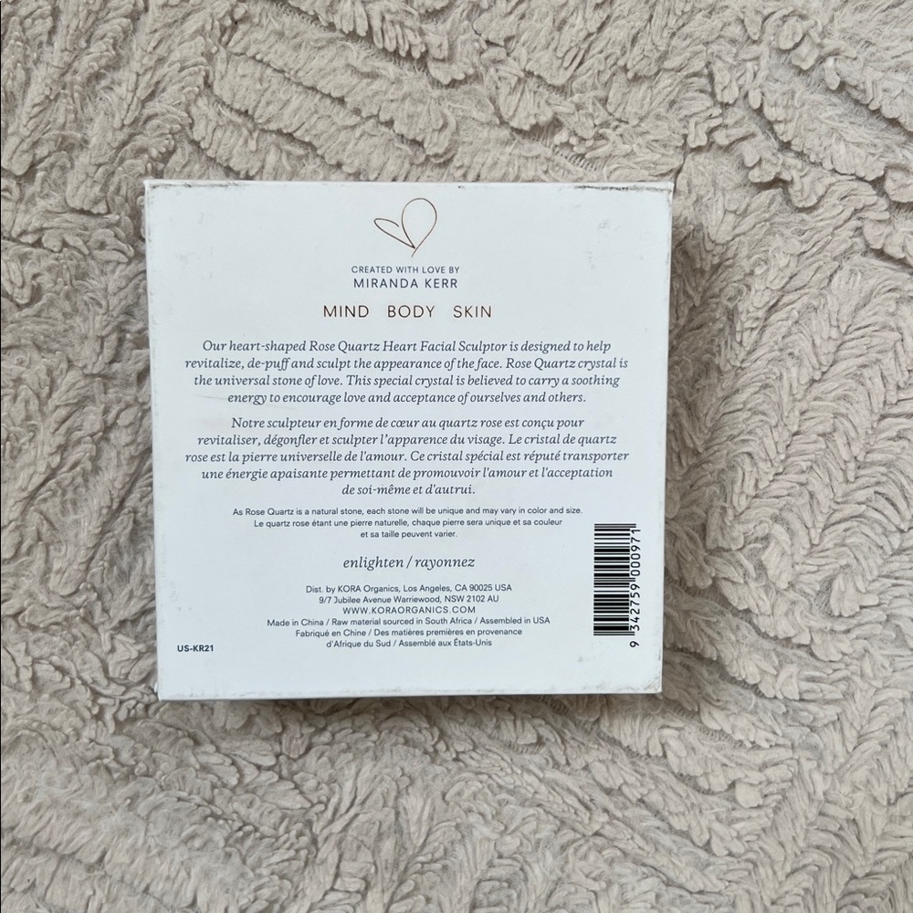 KORA Organics Rose Quartz Heart Facial Sculptor Pink Heart-Shaped Stone, New - Picture 8 of 16
